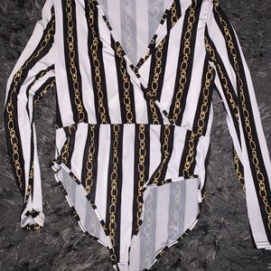 Chain striped bodysuit